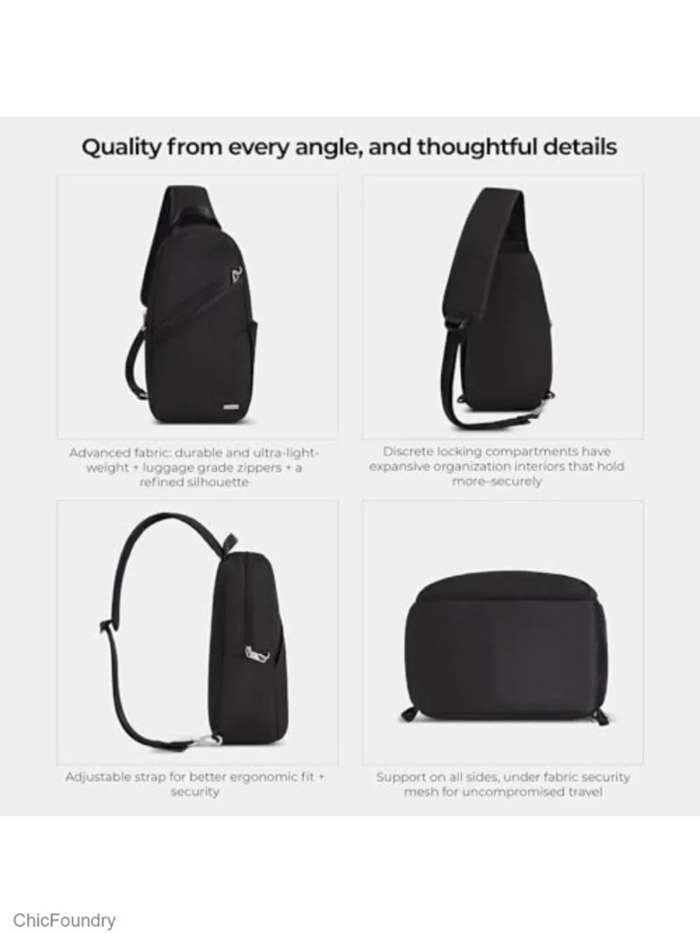 Anti-Theft Classic Sling Bag with RFID Blocking - Polyester